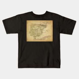 Old Map - Vintage - Spain and Portugal Kids T-Shirt